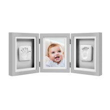 Pearhead Babyprints Deluxe Desk Frame Komplekts mazuļa pēdiņu/rociņu nospieduma izveidošanai Gray P63007