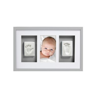 Pearhead Babyprints Deluxe Wall Frame Komplekts mazuļa pēdiņu/rociņu nospieduma izveidošanai Gray P63001