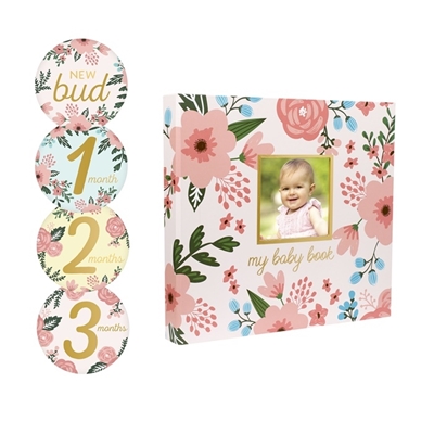 Pearhead Floral Baby's Memory Book And Sticker Set Pirmais mazuļa albums 72091