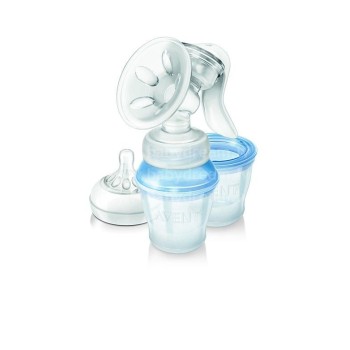 Philips Avent Manuālais krūts pumpis Natural ar trauciņiem piena/ēdiena uzglabašanai (3 gab + adapteris), SCF 330/13