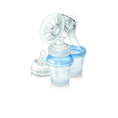 Philips Avent Manuālais krūts pumpis Natural ar trauciņiem piena/ēdiena uzglabašanai (3 gab + adapteris), SCF 330/13