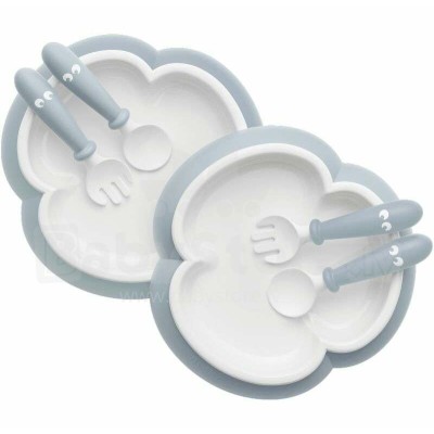 BabyBjorn Детская Тарелка, Ложка и Вилка Baby Plate, Spoon and Fork 2 sets Powder Blue