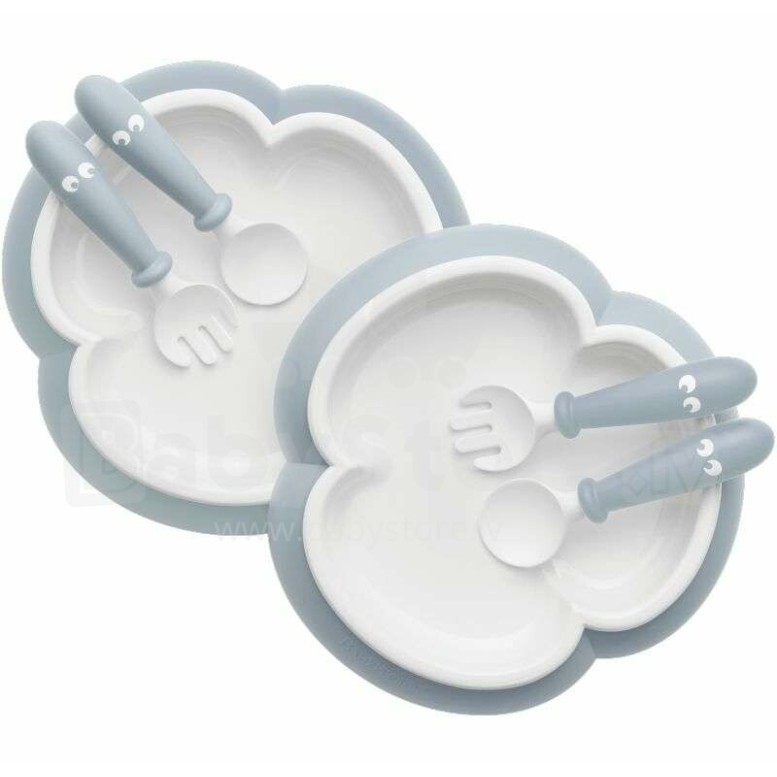 BabyBjorn Детская Тарелка, Ложка и Вилка Baby Plate, Spoon and Fork 2 sets Powder Blue