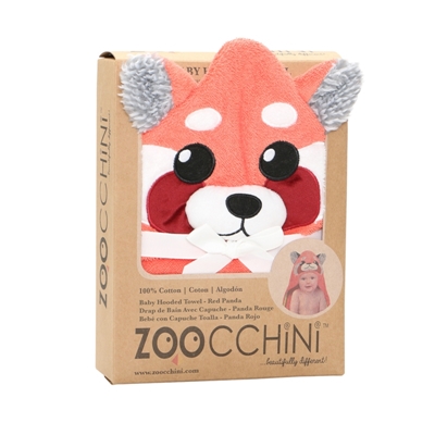Zoocchini Remi punane panda laste rätik kapuutsiga