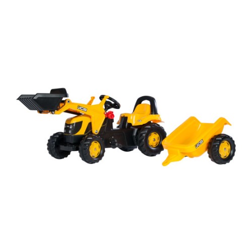 Rolly Toys Pedāļu traktors ar kausu  un piekabi Rolly Kid JCB 023837  (2,5-5 gadiem) Vācija