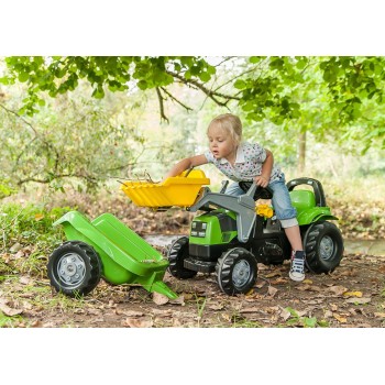 Rolly Toys Bērnu traktors ar pedāļiem rollyKid Deutz ar kausu un  piekabi  (2,5-5 gadiem) 023196 Vācija