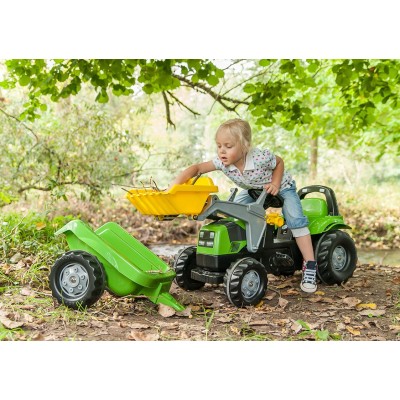 Rolly Toys Bērnu traktors ar pedāļiem rollyKid Deutz ar kausu un  piekabi  (2,5-5 gadiem) 023196 Vācija